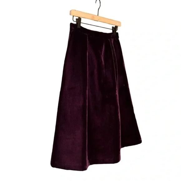 ASOS Velvet Midi Skirt Plum Size 4 - Picture 2 of 8